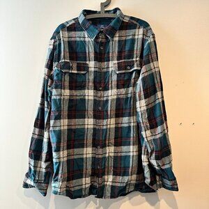 Used Teal Multi-Colored Flannel Size 2XL